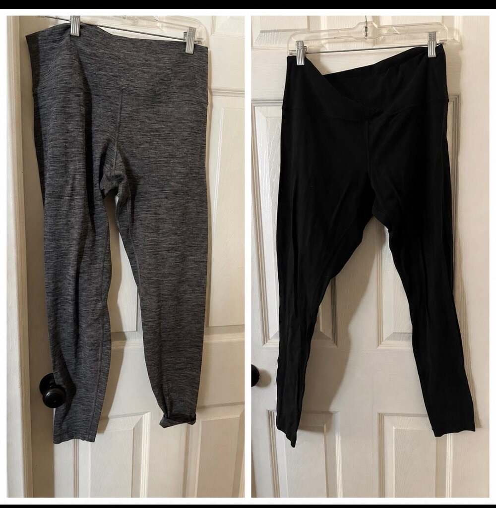 Lululemon Athletica High-Rise Leggings Lot of 2 Black and Grey Heathered Size 14